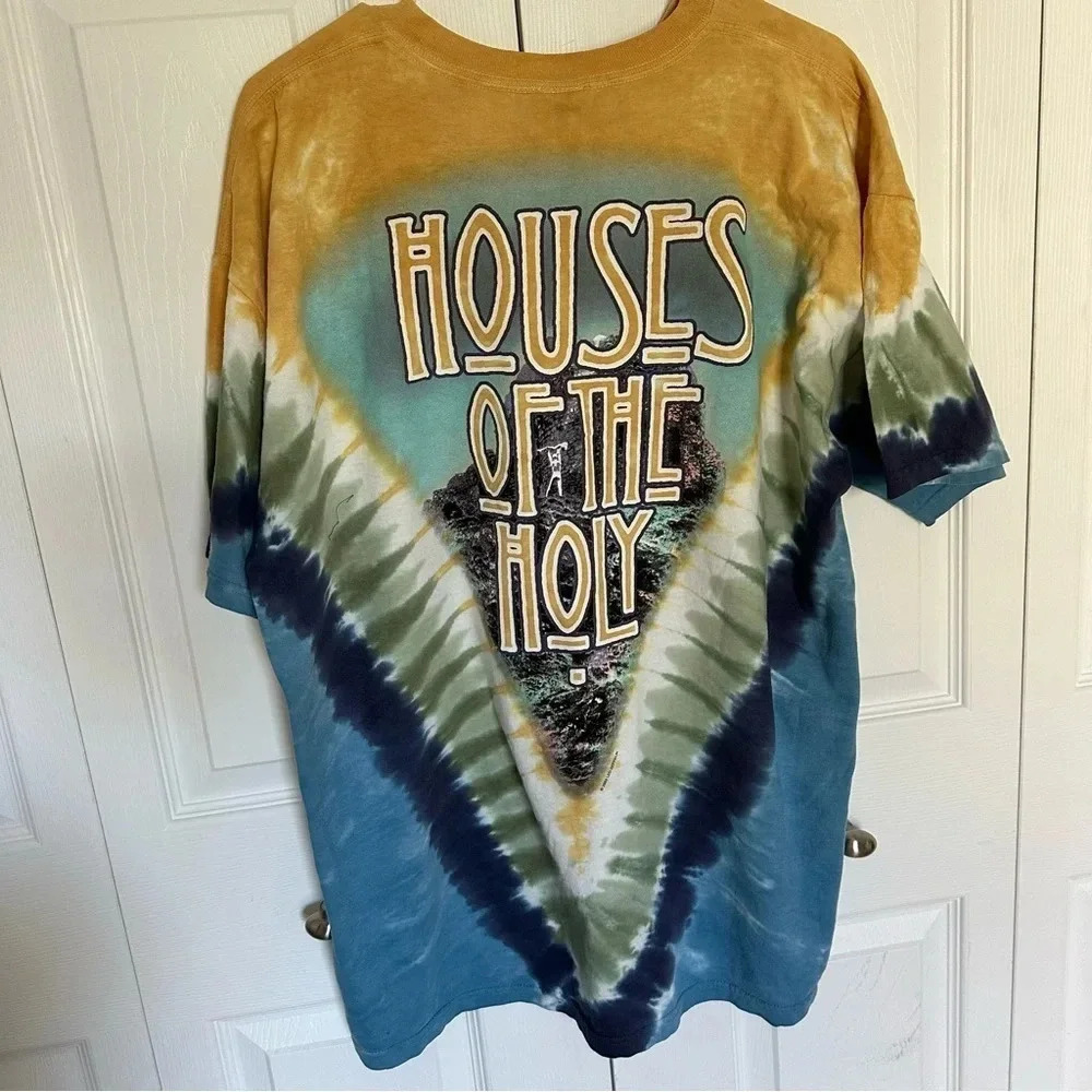 Vintage Led Zeppelin Houses Of The Holy Liquid Blue Tie Dye Band Shirt Mens XL - Picture 3 of 12